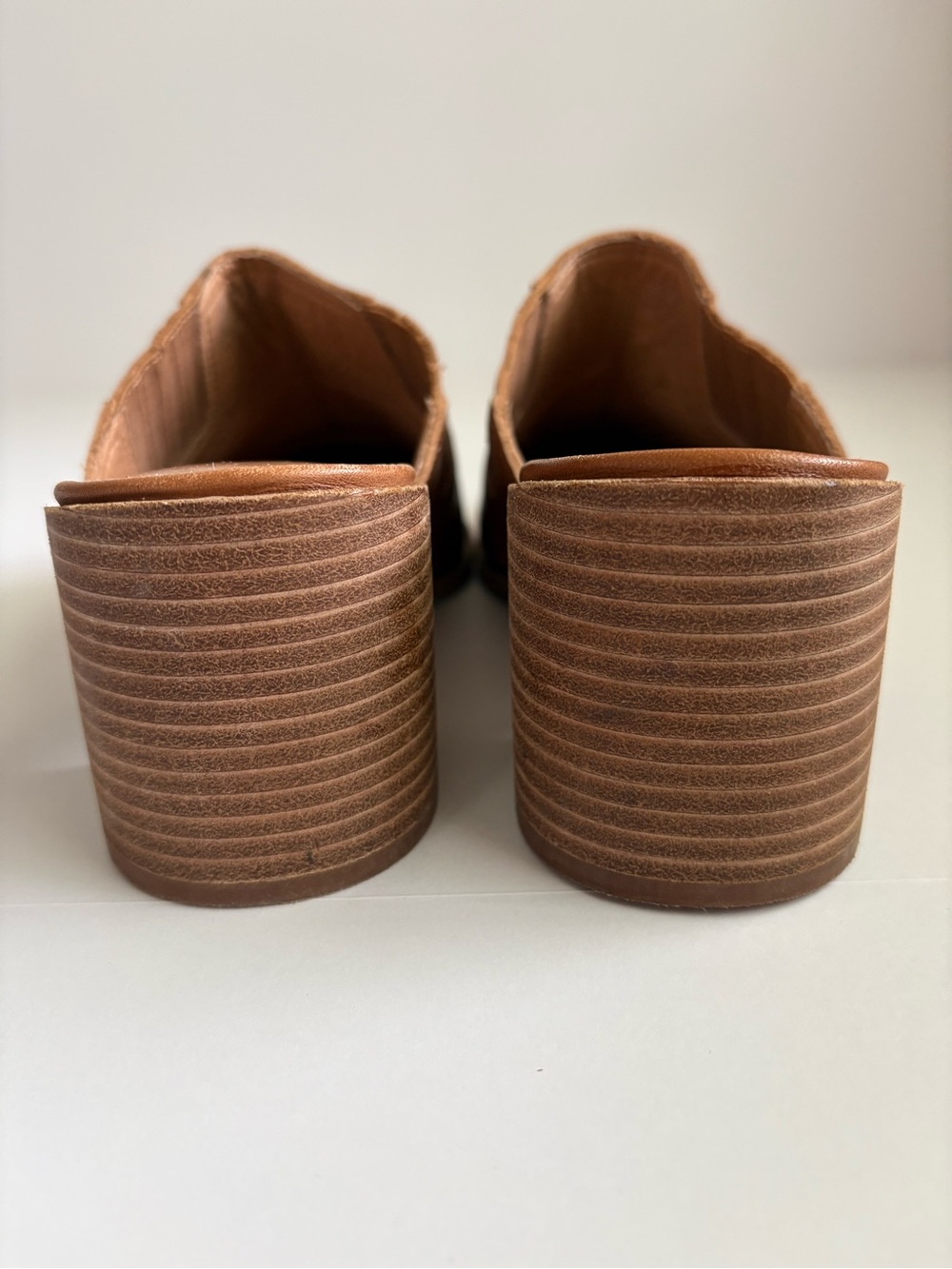 Madewell Carey 100% Leather Brown Stacked Heel Slip-On Mules Size 9.5 - Picture 4 of 12